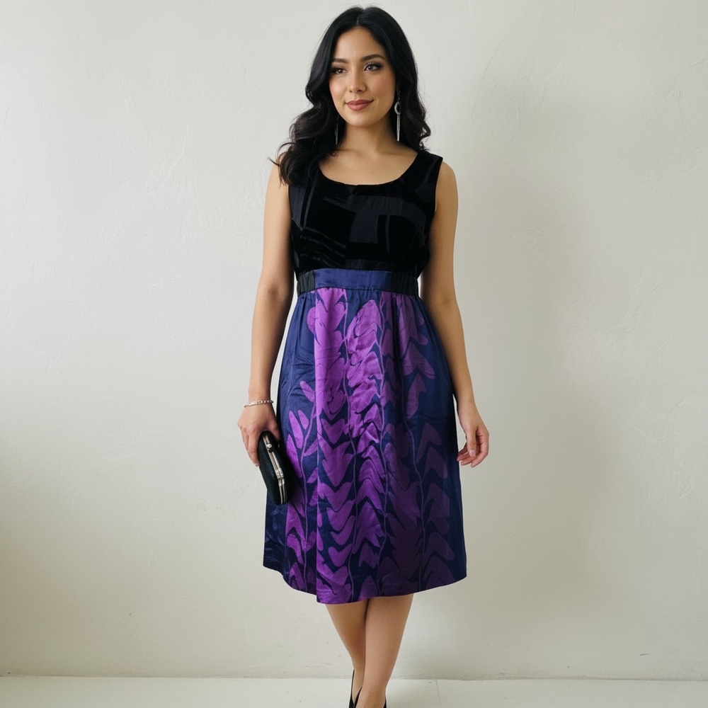 Silk Dress, Whimsigoth, Y2k, Black & Purple, Size 10